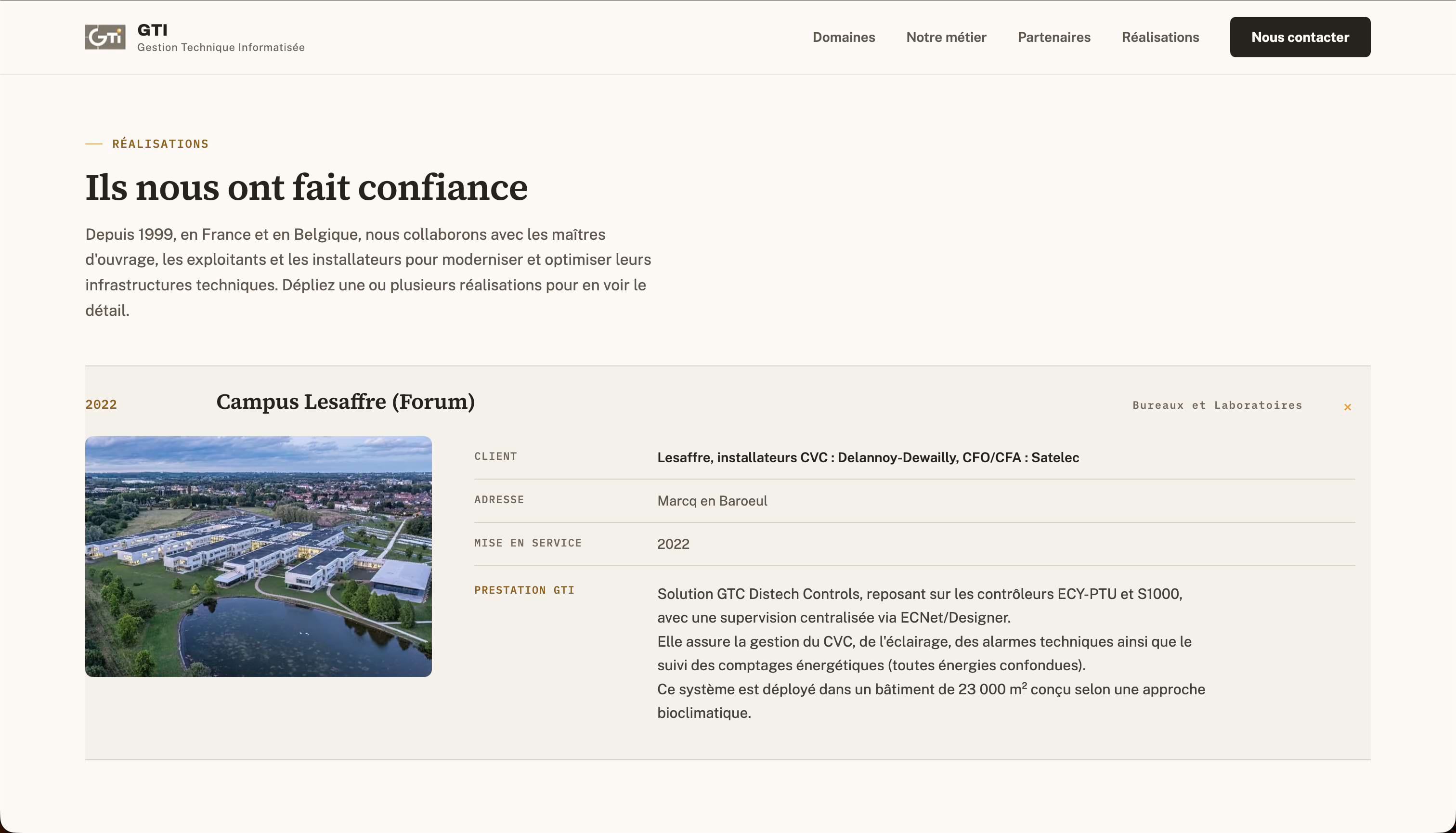 Démonstration d'un projet réalisé par GTI